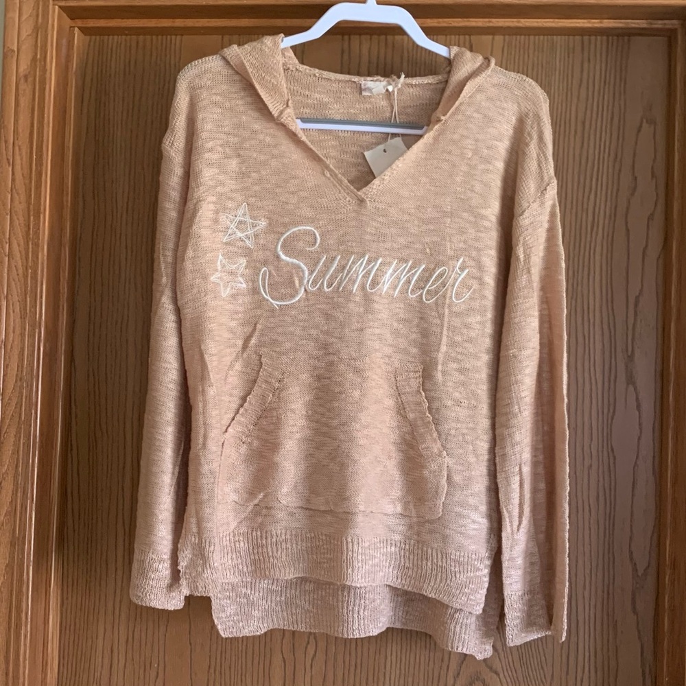 Hem & Thread Beige 'Summer' Hooded Pullover Sweater